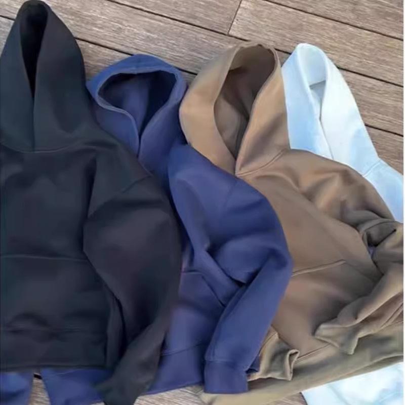 Men's Coffee-Colored Fleece-Lined Hooded Sweatshirt - Autumn/Winter 2025 Style, Thick Pullover Jacket, Loose Fit