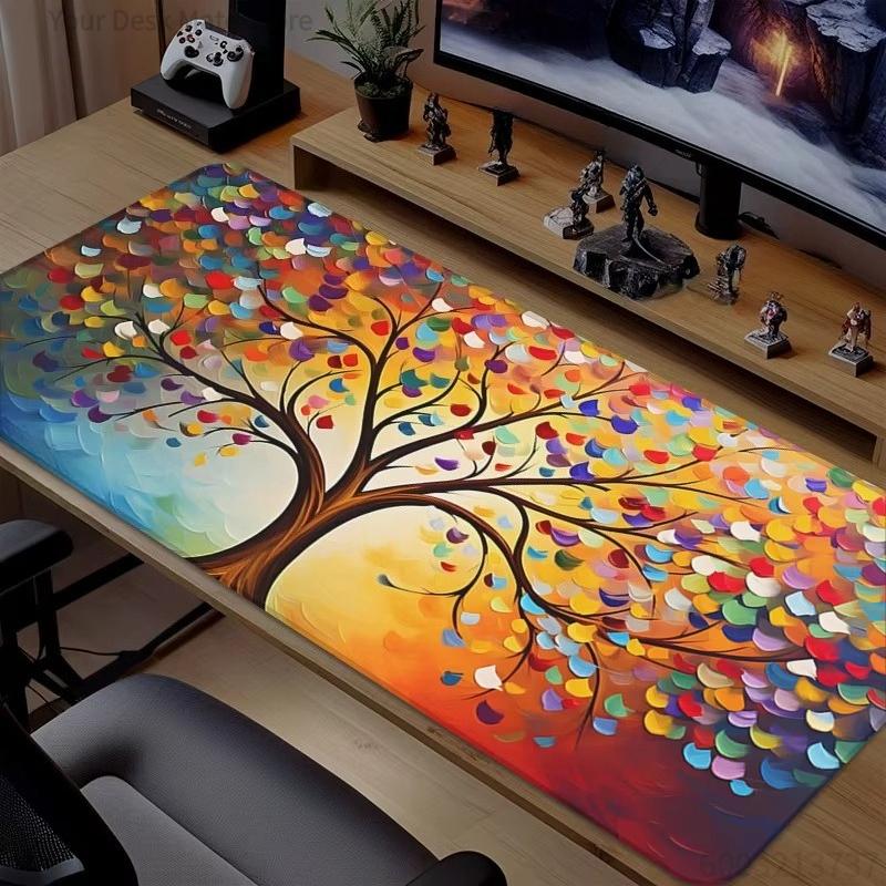 Vibrant Fantasy Tree Painting Large Mouse Pad Waterproof Non-slip Gaming Mat