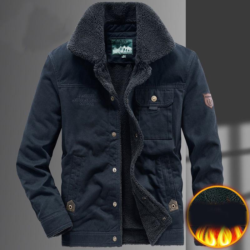 Buy Men Cashmere Jacket Winter Cotton Coat Plus Velvet Thick Warm