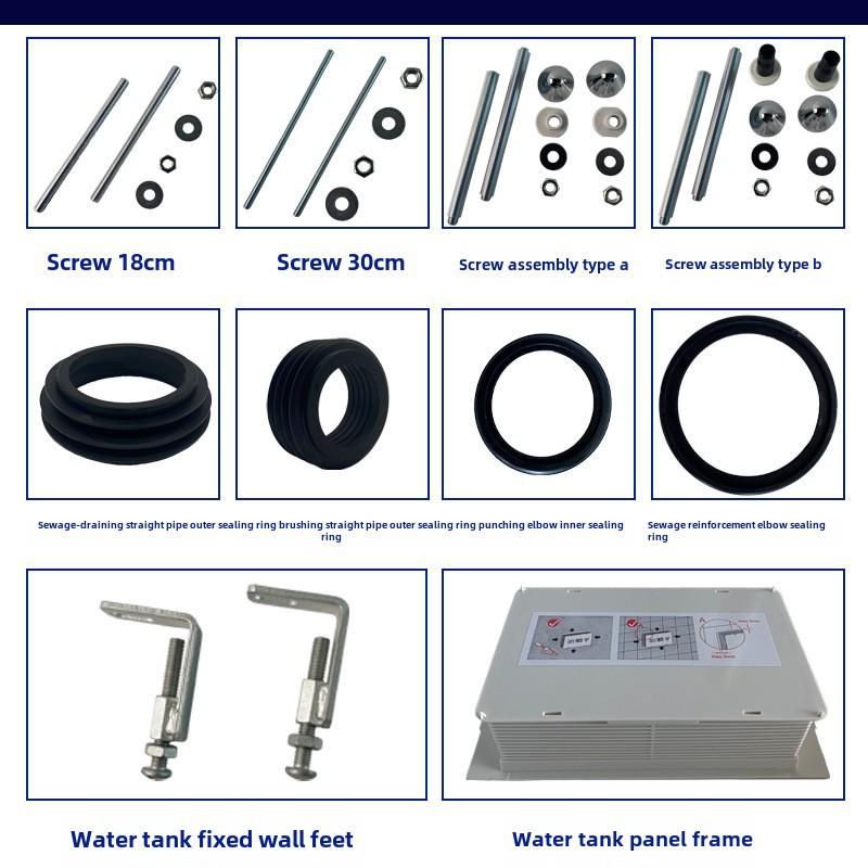 Wall-Hung In-Wall Toilet Cistern Kit with Flushing Pipe, Drain Bend, Valve, and Bolts