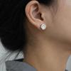 Round Stud Earrings with Roman Numeral Engraving and Central Faceted Crystal Elegant Vintage Inspired Jewelry for Daily Wear