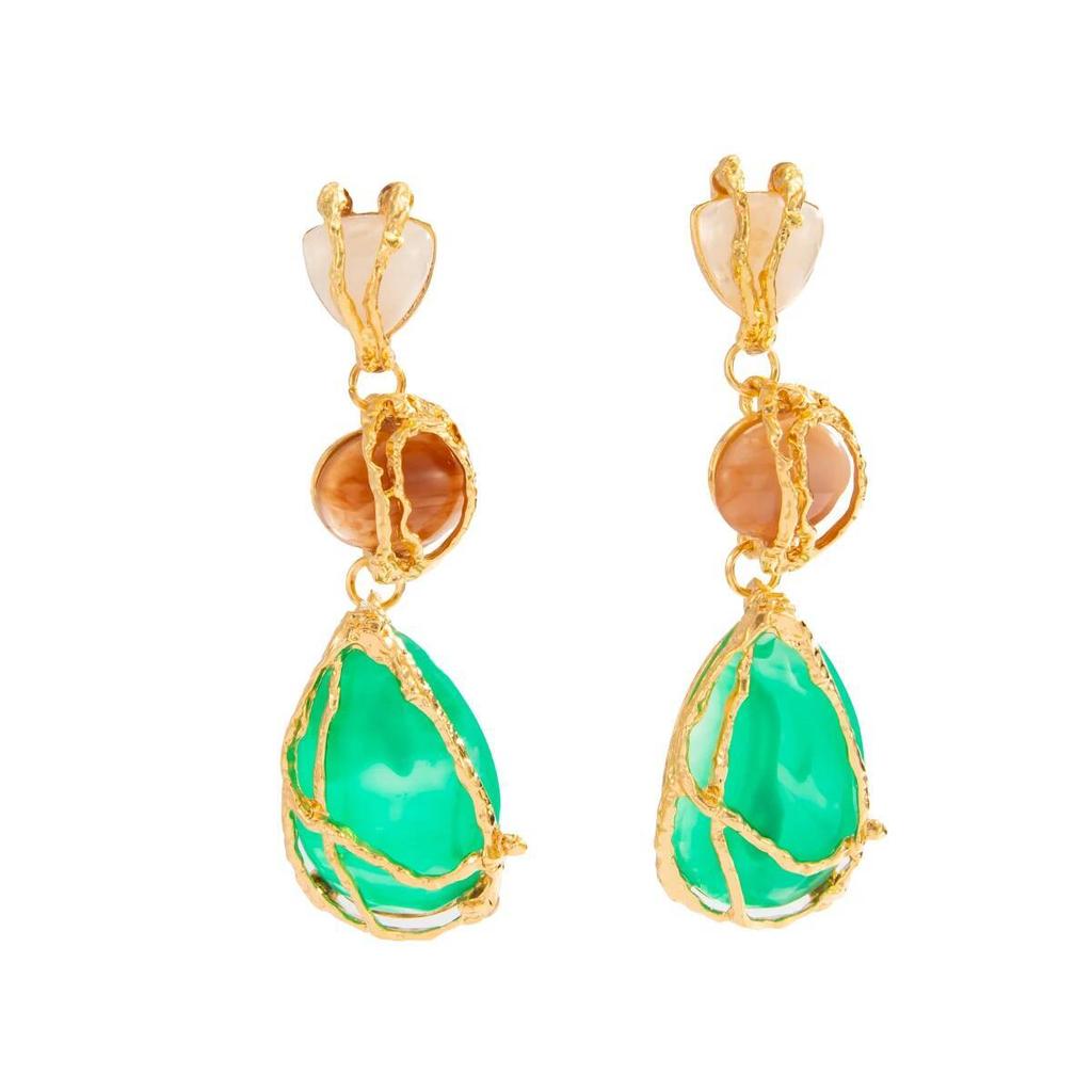 Salircon New Trend Boho Colorful Resin Stone Dangle Earrings for Women Ethnic Vintage Statement Water Drop Long Earring Jewelry