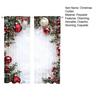 2 Panels Christmas Curtains 2D Flat Printed Balls Curtain with Snowflakes And Pine Branches Holiday Window Drapes Decoration for Living Room Decor