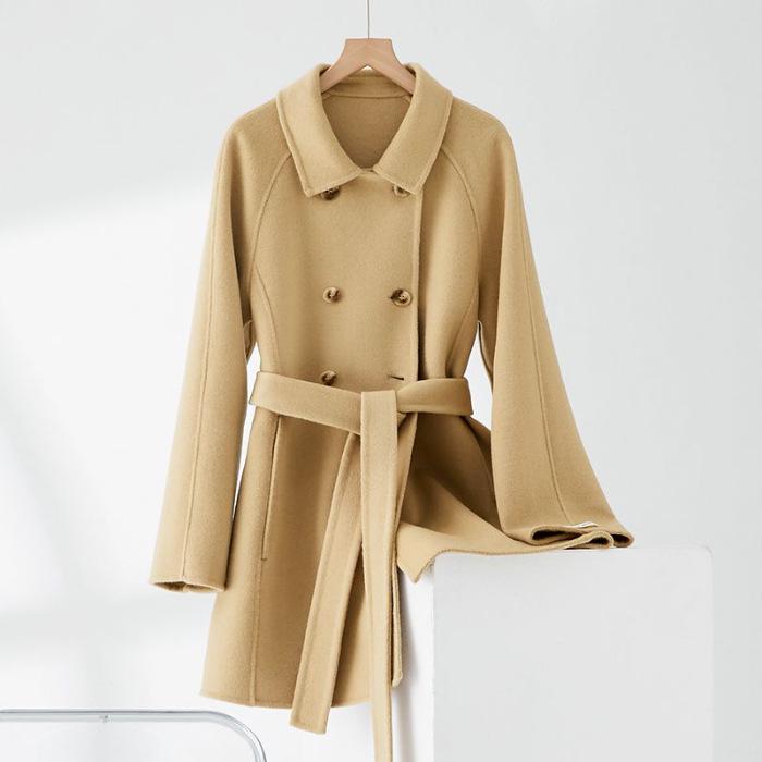 

Шерстяное пальто оливкового цвета для миниатюрных женщин - Коллекция Осень/Зима 2025, Высококачественная верхняя одежда, Популярный товар L