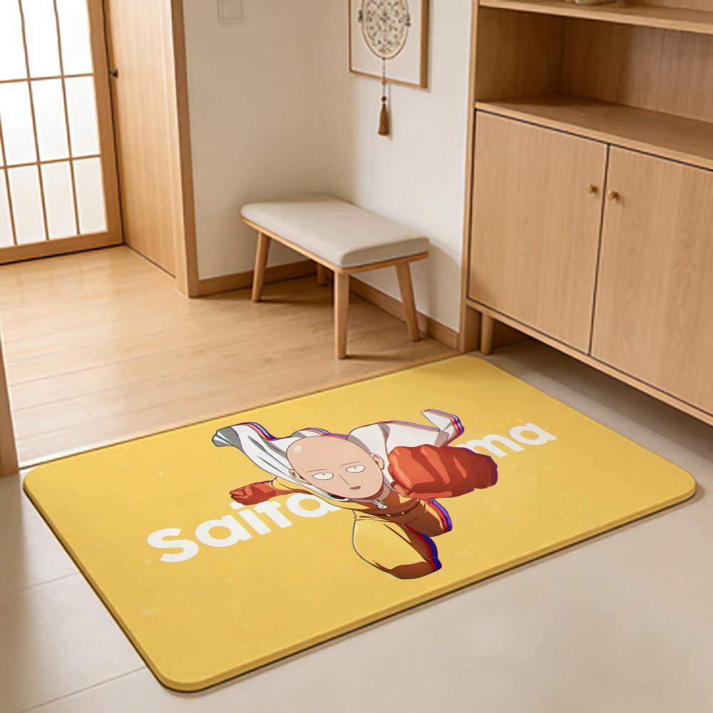 ANIME O-One Punch Man Floor Mat Absorbent Floor Mat Non-Slip Entrance Rug for Bathrooms Restrooms and Toilets