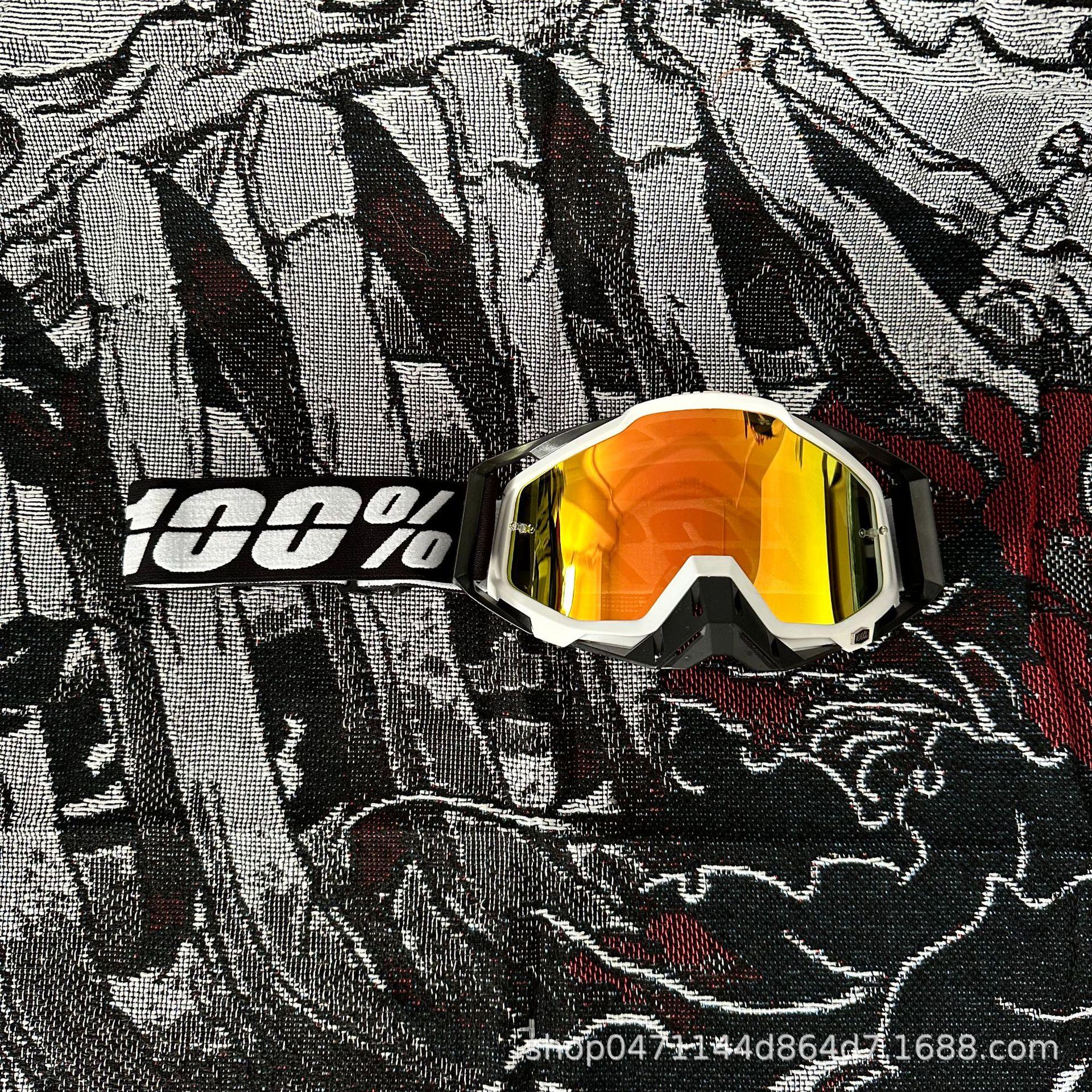 Off-road motorcycle goggles100%Mountain bike goggles, windproof, sandproof, UV protection helmet glasses BWB-Red film