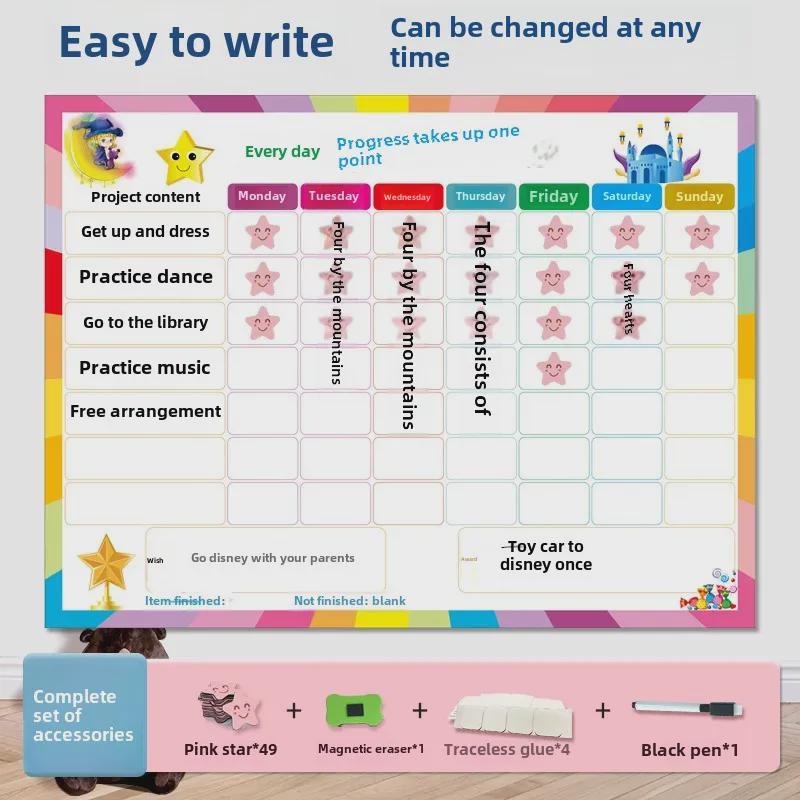 Magnetic Kids' Growth and Habits Tracker with Reward Stars