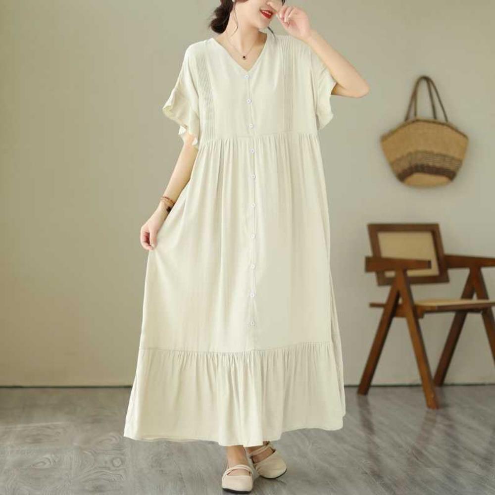 V-neck Loose Long Dress