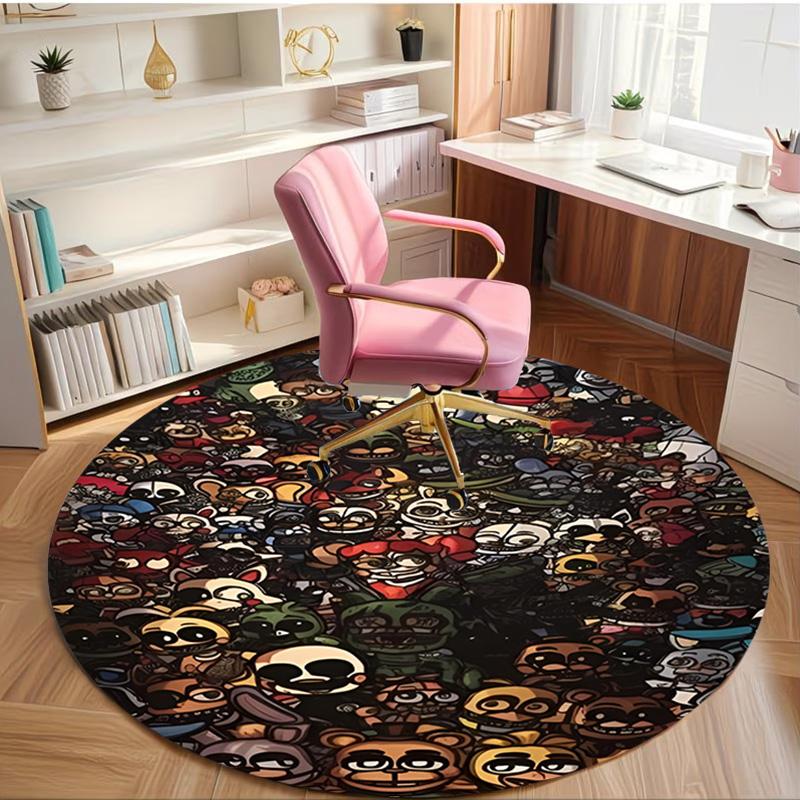 Five Nights at Freddy's Print Round Rug, Washable Floor Carpet, For Entryway Dorm Laundry Room Office Study, Home Decor Birthday Christmas Gift