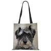 Schnauzer Dog Painting Handbags For Women Lady Korean Shoulder Bag Casual Shopping Shopper Bags Large Capacity CLE