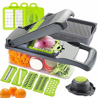14 In 1 Kitchen Vegetable Peeler Food Cutter Salad Fruit Slicer Dicer Green Color Vegetable Chopper Fast Cooking Tools