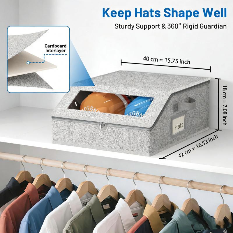 1pc Large Capacity Baseball Cap Storage Box - Space-Saving Easy Access for Closet Bedroom Entryway