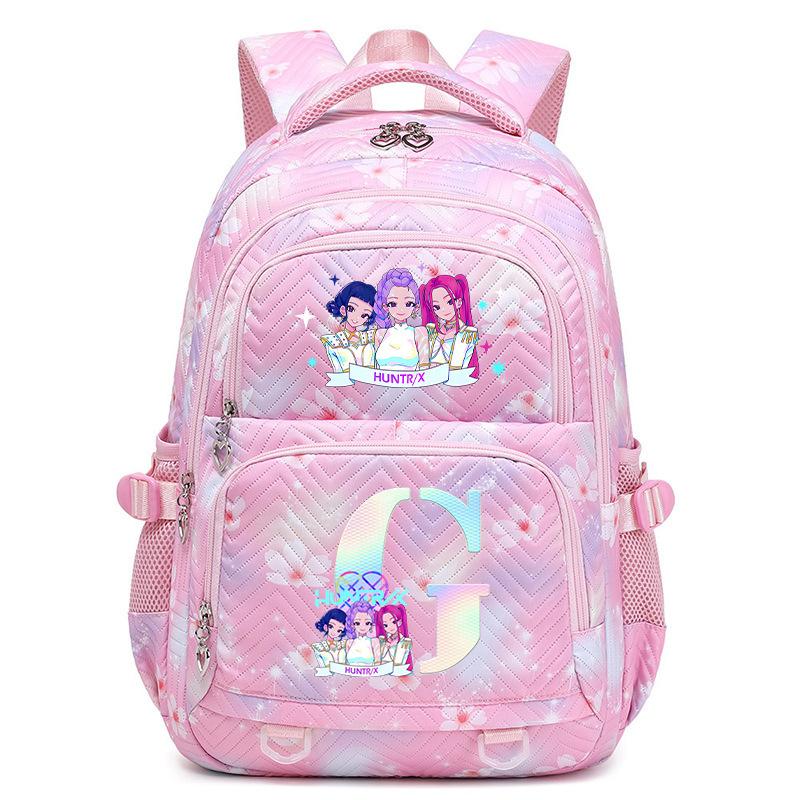 Anime Cartoon 26 Letter Print Backpack Campus Fashion Student Bag Large Capacity