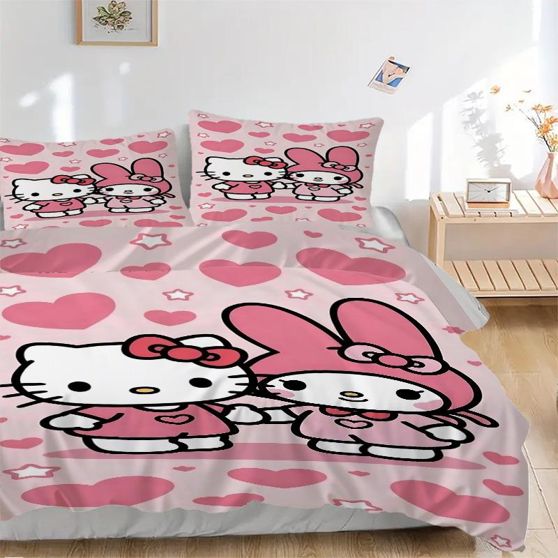 Hello Kitty Melody Friendship Print 3Pcs Bedding Setduvet Cover With 2 Bedropillowcase Home Birthday Gift