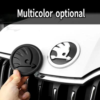 2025 New ABS 80/90/100mm Car Front Hood Badge Bonnet Emblem Trunk Sticker For Skoda Yeti Octavia Kamiq Fabia Kodiaq Rapid Karoq