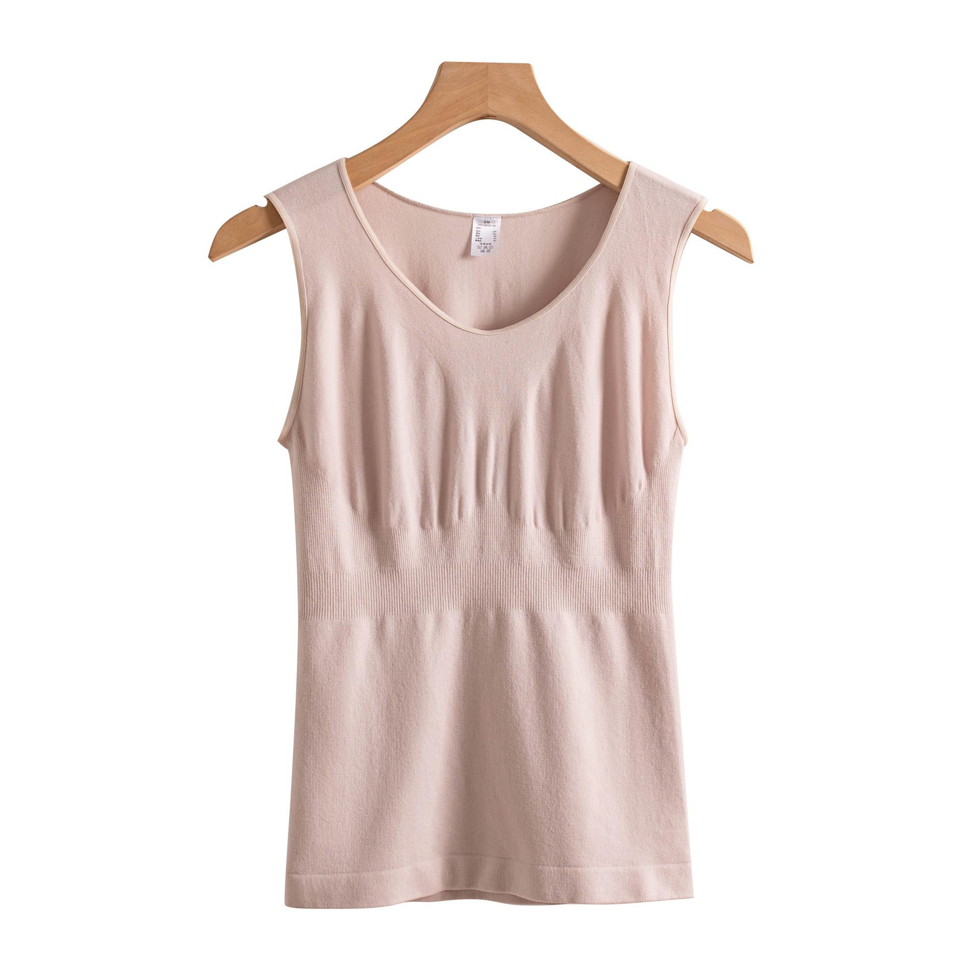 Silk cashmere blended skin-friendly and warm sleeveless vest, mulberry silk high elastic seamless integrated warm and beautiful back S