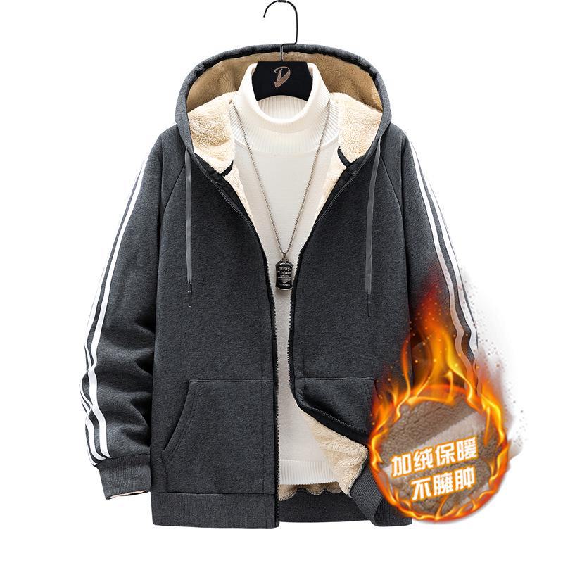 

Мужская толстовка с капюшоном из плюшевого овечьего флиса - толстый, свободный, теплый кардиган для осеннего и зимнего спортивного отдыха XL