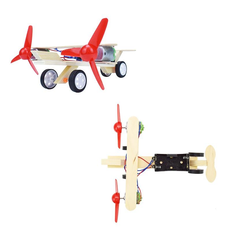 Electric Double Propeller Glider DIY Model Kit Toys for Boys Science Children Creative Physics Toy Handmade Wood Plastic Model