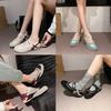 2025 New Spring and Summer Leather Mesh Color Matching Flat-soled Single Shoes Women's Round Head and One Pedal Casual Mary Jane Shoes Women