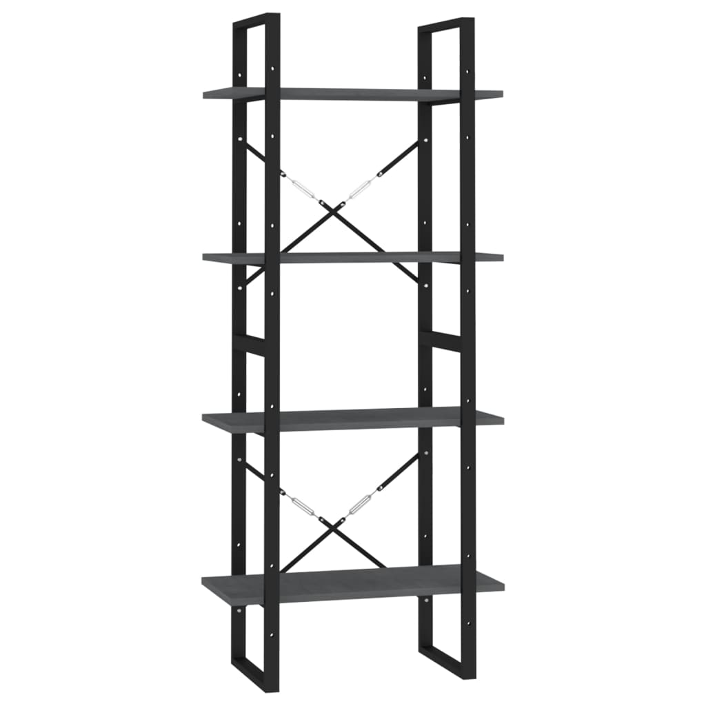 Bookshelf 4 Shelves Grey 60 x 30 x 140 cm Solid Pine Wood