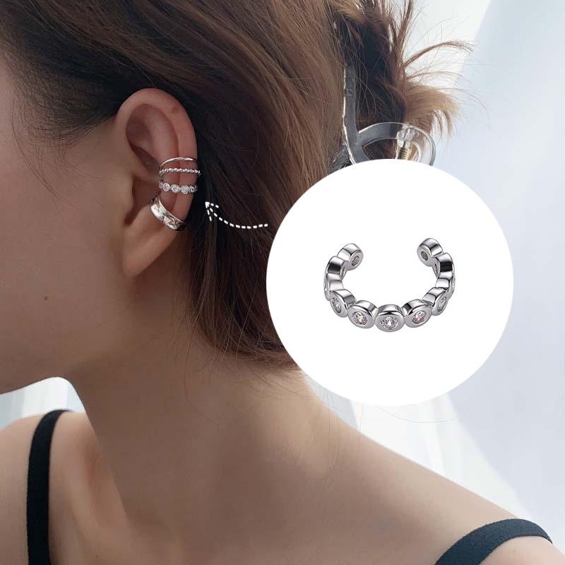 Luxurious Zircon Wave Cross Non-Pierced Ear Clips with Full Diamond Design for Women