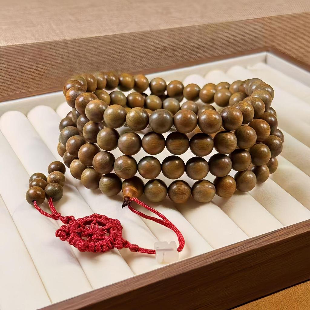 Natural Argentine Green Sandalwood 108 Prayer Beads Bracelet for Men and Women