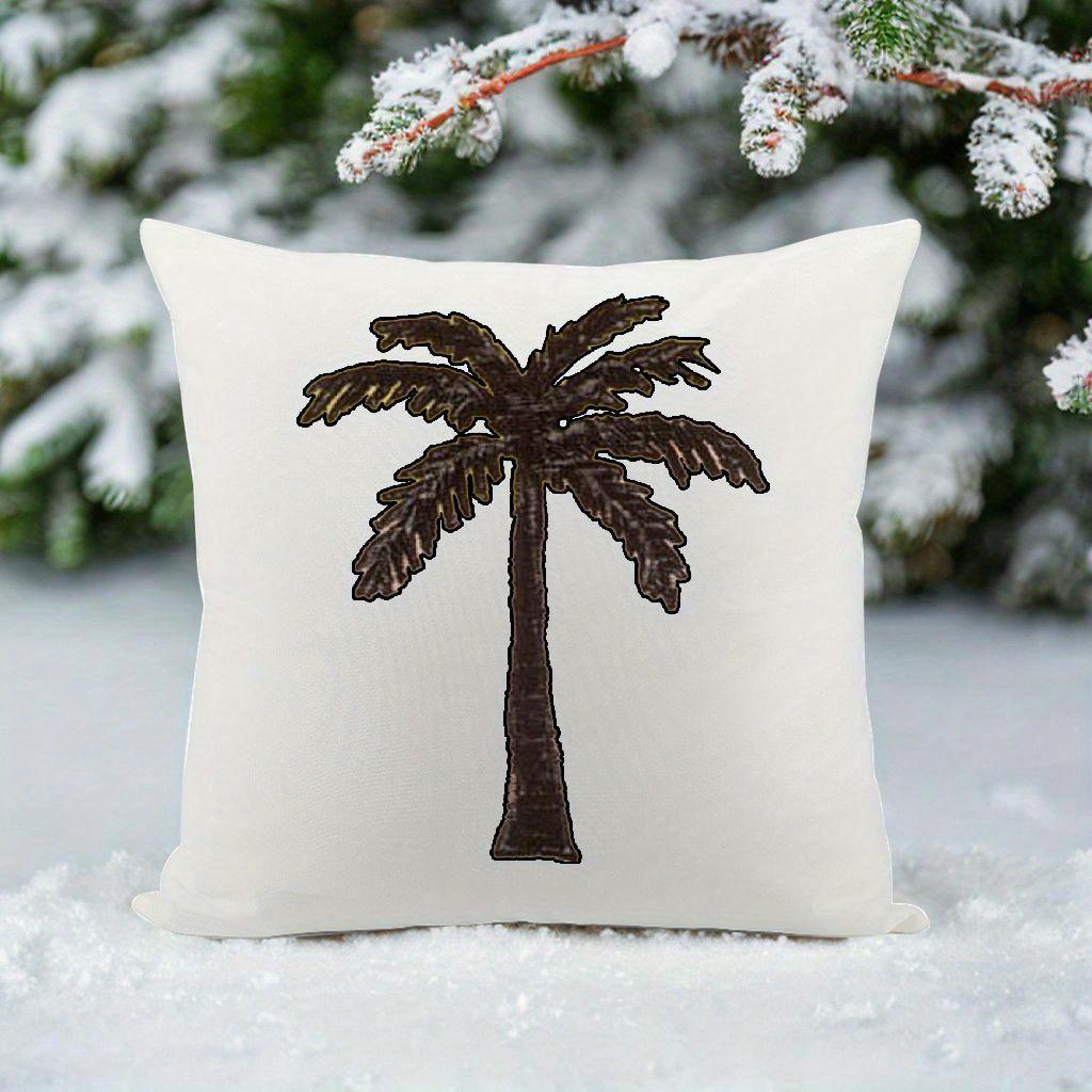 Stylish Palm Tree Embroidered Pillow - Perfect for Home Decor and Beach-Themed Spaces, Adds Tropical Charm