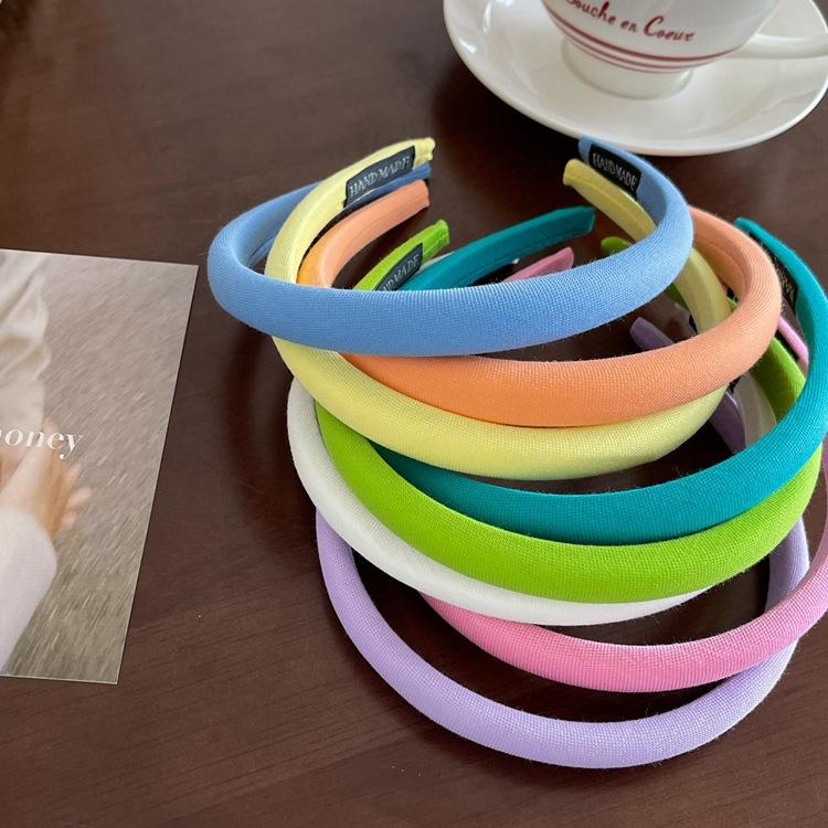Sweet Candy-colored Fine-style Sponge Hairband for Girls, A New Trendy Korean Version of French-style Colorful Headband Hair Accessory