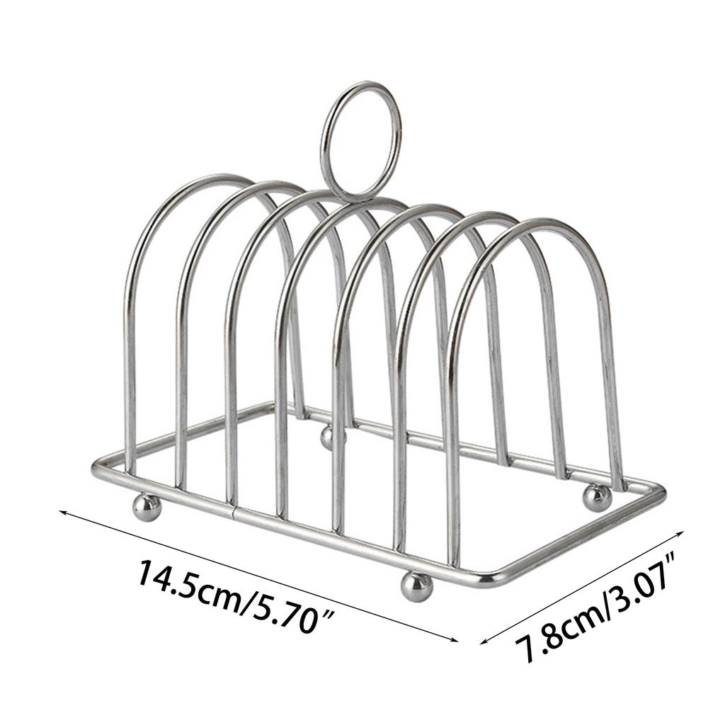 Stainless Steel Bread Holder 6 Slots Slices Toast Bread Rack Kitchen Bread Display Stand for Home or Restaurant Use