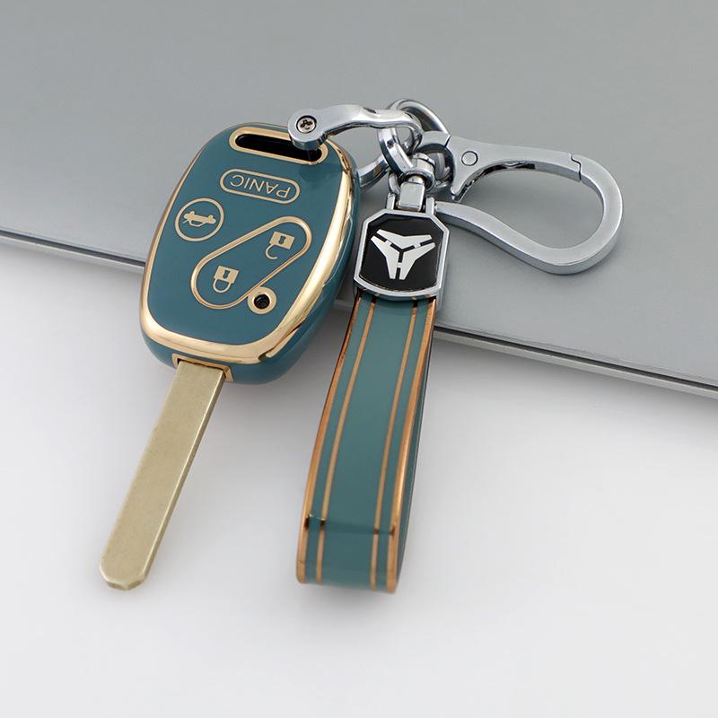 Premium-Schlüsselabdeckung mit goldenem Rand für Honda Accord, Fit, CRV, Odyssey