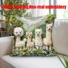 Cute Alpaca Family Pillow Cover 2D Faux Embroidery Print Cushion Case Kids Nursery Home Decor Gift