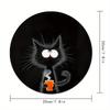 Black Cat Round Mouse Pad Durable Non-Slip Rubber Mat Office Gaming Desk Pad Mouse Mat Setup Desk Accessories Mousepad Carpet