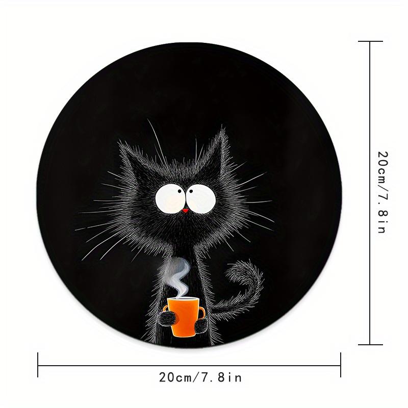 Black Cat Round Mouse Pad Durable Non-Slip Rubber Mat Office Gaming Desk Pad Mouse Mat Setup Desk Accessories Mousepad Carpet