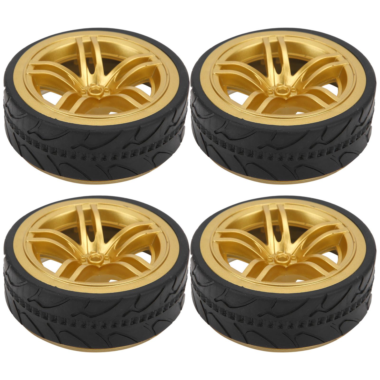 

110 Racing RC Car Wheel Plastic Wheel Hub with Grooved Rubber RC Car Spare AccessoryGold