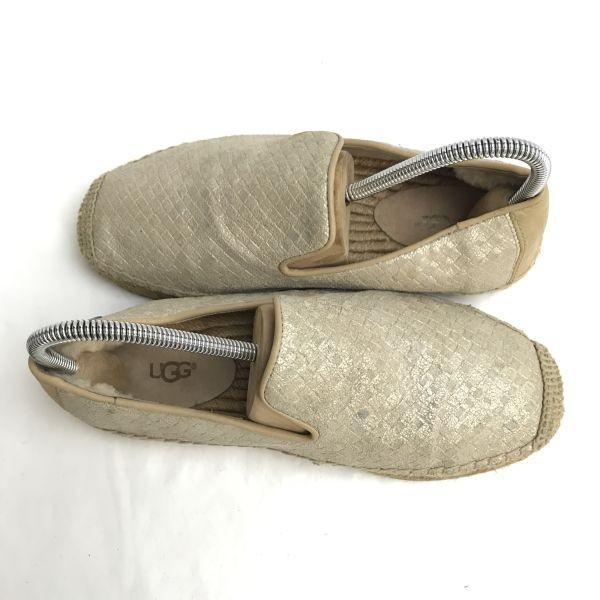 UGG Espadrilles Jutesohle Slipper Gold x Beige Größe US6 (23,0 cm)(GEBRAUCHT)