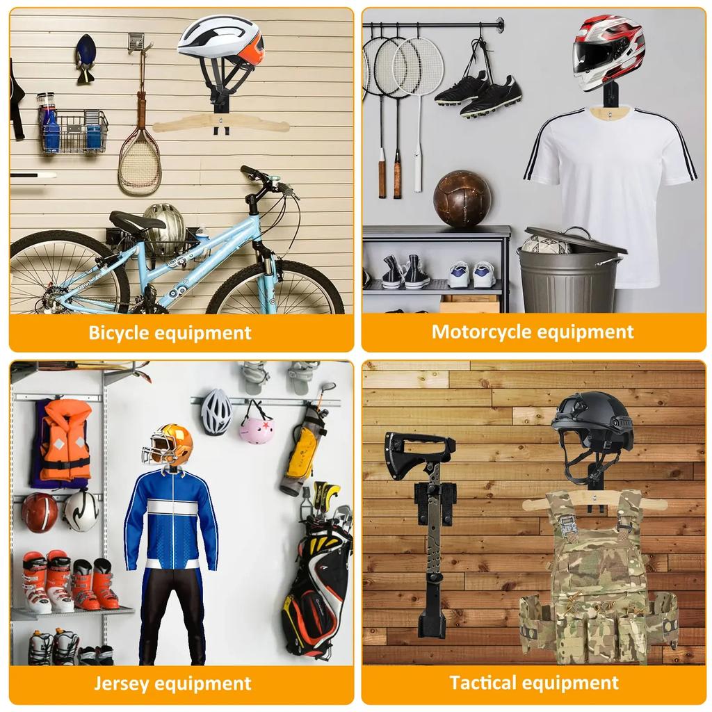 180° Rotation Wall Mounted Universal Motorcycle Helmet Rack Seat Cover  Helmet Storage Holder Alloy Helmet Hanger Stand Hook