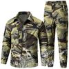 Mens Camo Short Sleeve Shirt Pants Set Durable Breathable Training Uniform Hiking Camping Outdoor Activities