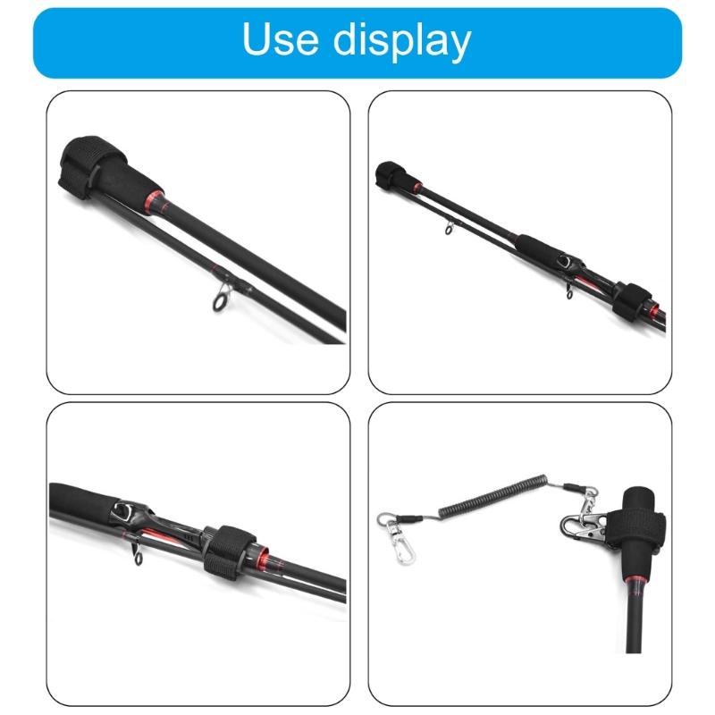 1pc/2pcs Tie Belt Wrap Straps Fishing Casting Rods Holder Belt Metal Buckles Straps Fishing Poles Tether with Lanyard