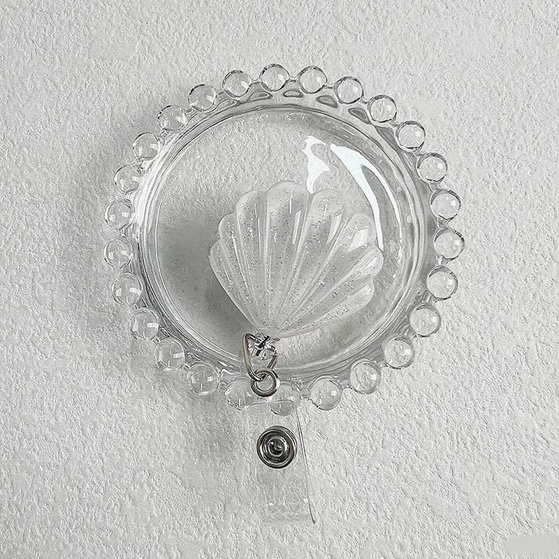 

Id Lanyard Clip Sparkling Scalable Badge Scroll Retractable Badge Reel Cute Name Tag Holder For Office Birthday Party Wedding белый