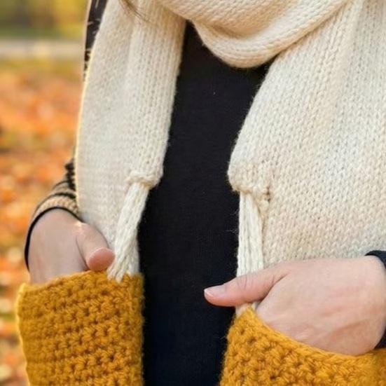 Scarf Ultra Soft Cheese Core Long Knitting Scarf with Warm Hand Pockets Winter Knit Scarf Cheese Lover
