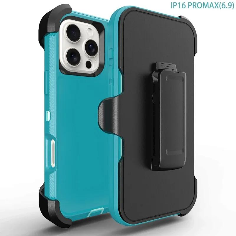 

360 Надміцний Міцний Броньований Чохол Otter Defender Box для Iphone 16Pro Max Plus 15 14 13 12 16e Протиударний Чохол Кліпса для ременя iphone 14 pro max
