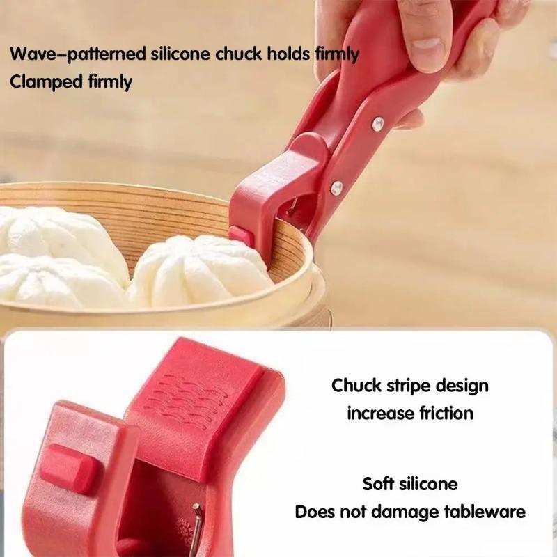 Anti-scald Gripper Clip Hot Dish Non-slip Plate Bowl Clip Retriever Tongs Silicone Handle Bowl Dishes Anti-scald Kitchen Tool