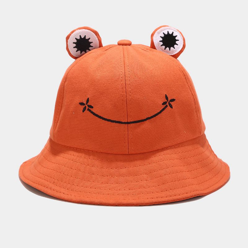 Cartoon Frog Plush Cotton Linen Bucket Hat Korean Fashion Soft Girl Student Couple Sun Hat Four Seasons