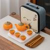 Ugly Orange Travel Tea Set Portable Ceramic One Pot Four Cups with Tea Tray Complete Set Company Business Event Gifts