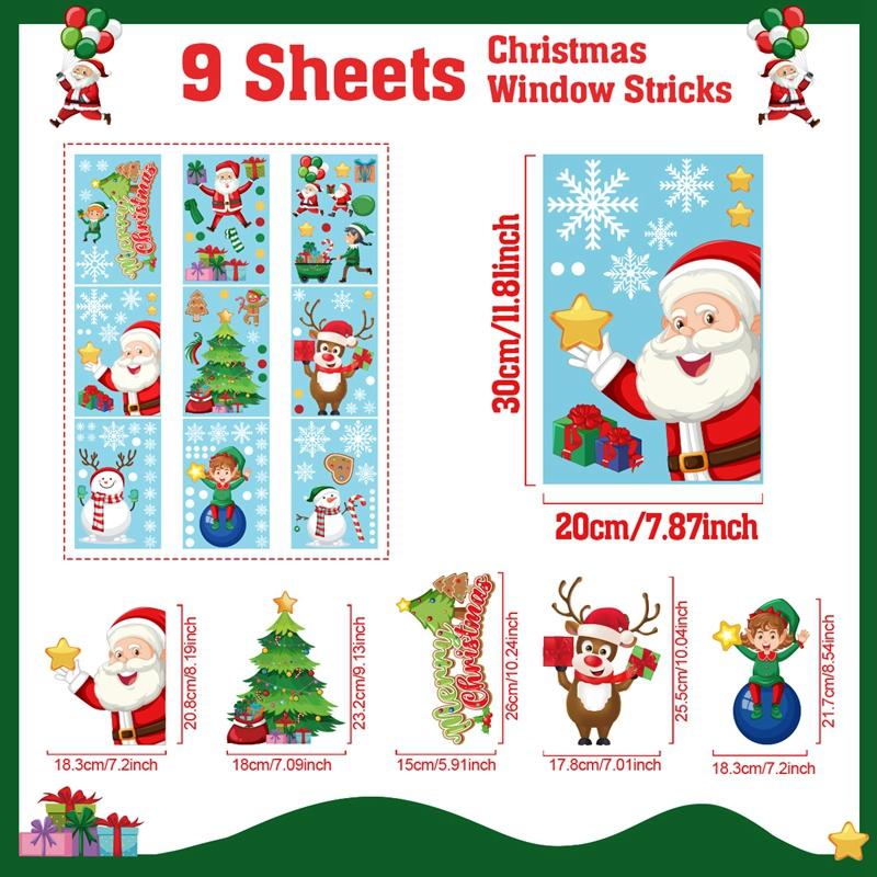 Autocolante pentru ferestre de Crăciun Decoratiuni de Crăciun Fericit pentru casă 2024 Autocolant pentru fereastră Ornament de Crăciun Natal Natal Cadou de Revelion 2025