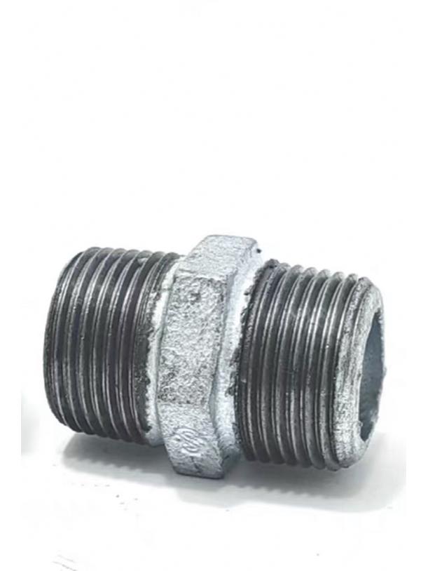Conector de Nipple Hexagonal Galvanizado de Duas Pontas, Conexão para Tubo de Ferro Maleável, Opções de Diâmetro Igual e Variável