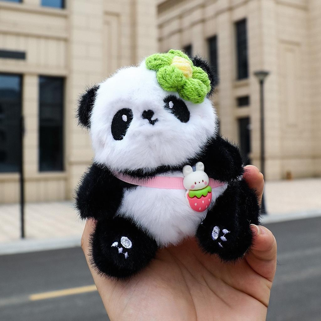 Non-Toxic New Cartoon Panda Plush Keychain Pendant Kawaii Stuffed Doll Bag Charm Pendant Car Keychain Children Backpack Decoration Gift