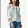 Women's New Striped Printed Button Up Shirt, Loose Long Sleeved Top