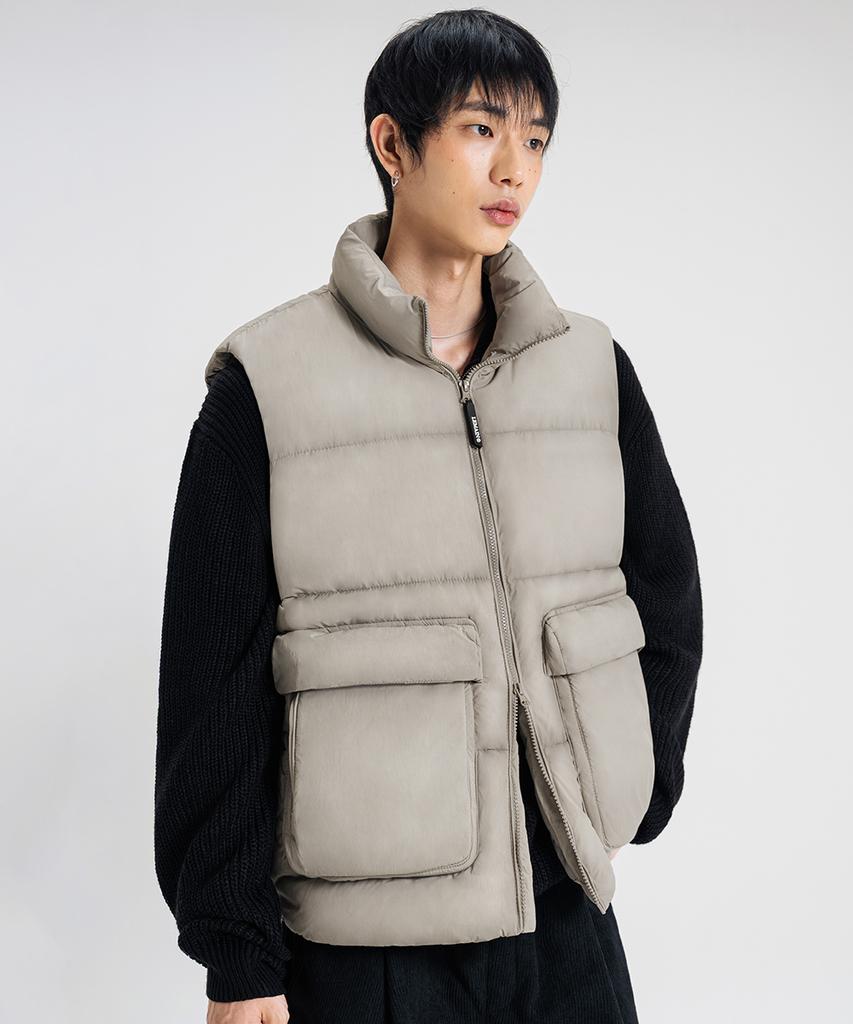 Lemain Second 2Way Oversized Voluminous Taslan Puffer Vest [Beige]