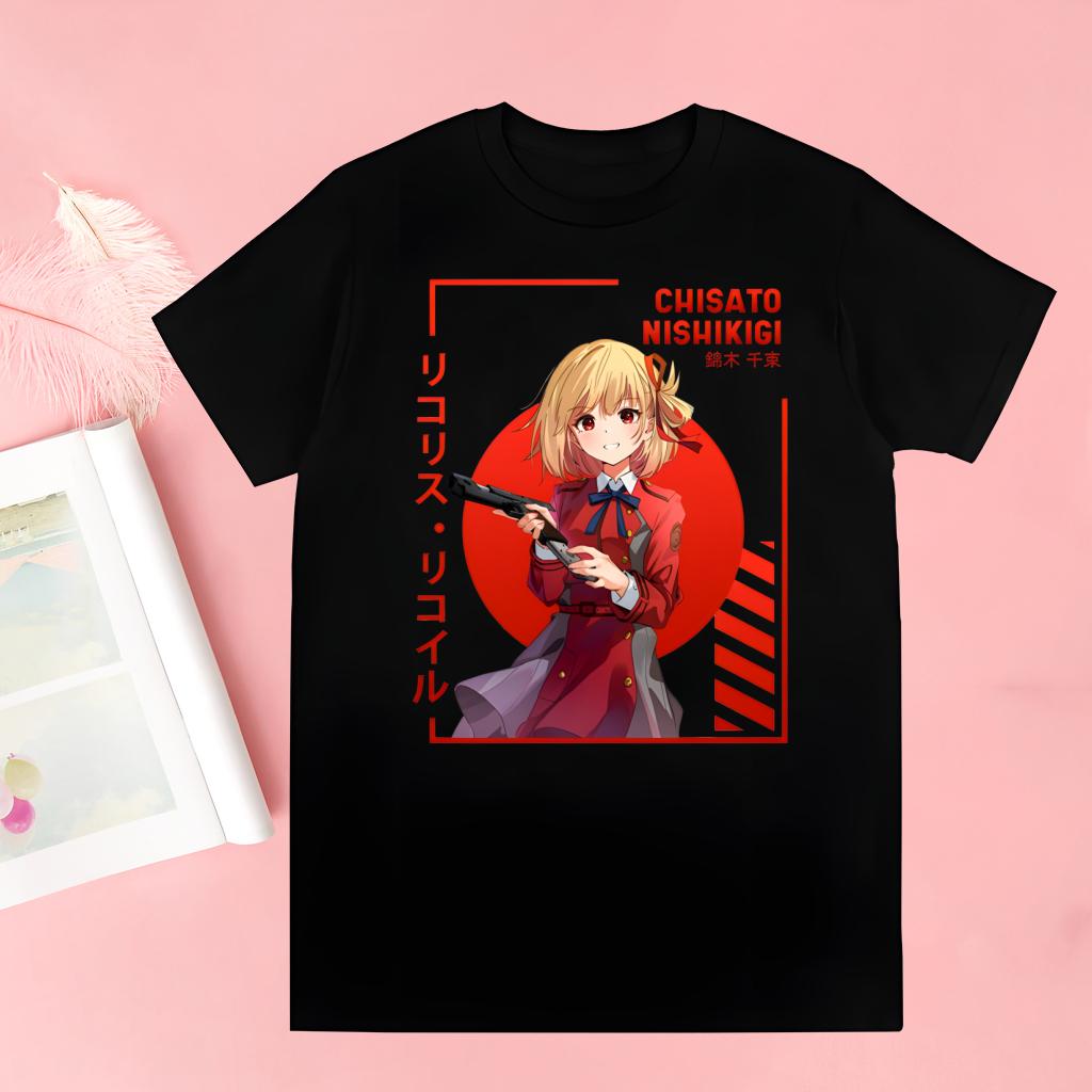 

Lycoris Recoil Majima Chisato Nishikigi Takina Men Women T-shirt Tops Crew Neck Fitted Soft Anime Manga Tshirt Tee Shirt T-shirt 4XL